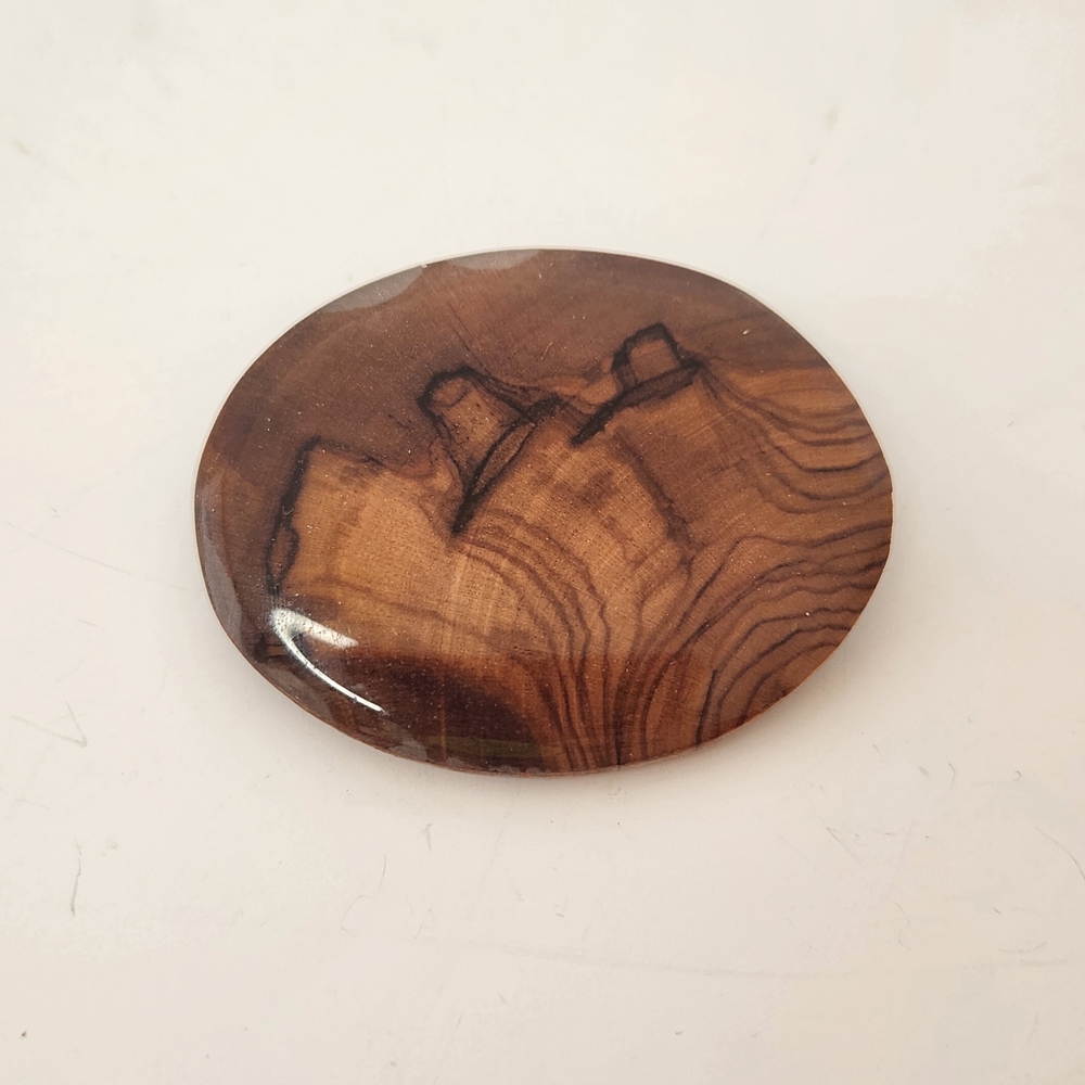 Handcrafted Olive Wood Brooch | California Artisan Wooden Pin